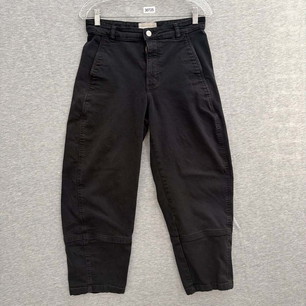 Everlane Women's Size 4 Black Organic Cotton Utility Barrel Leg Pants